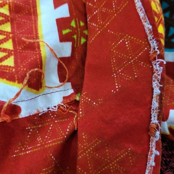 Vtg 70's Dress Handmade Crochet Ruffle Off Shoulder Collar Mermaid Maxi Red Sz M - Picture 12 of 12